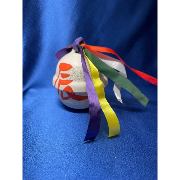 Bisque Ceramic Collectable Japanese Bell and Colorful Ribbon - Picture 5 of 7